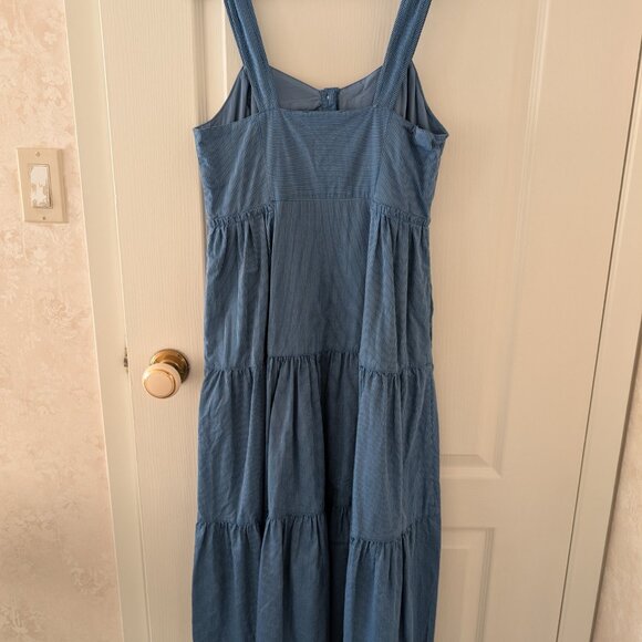 Madewell Petite Button-Front Tiered Midi Dress in Stripe - Size 4 - Picture 7 of 9